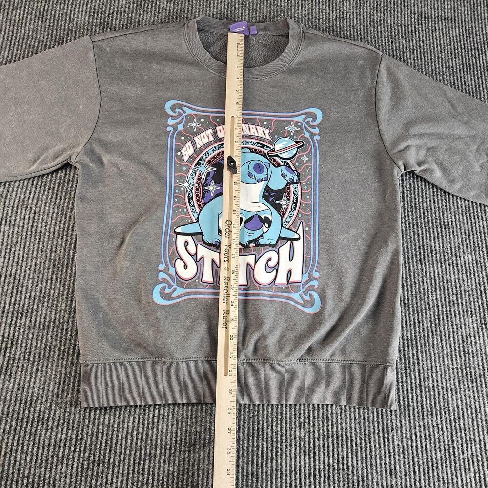 Disney Stitch Sweatshirt Womens Large Gray Crewneck Graphic So Not Ordinary - Picture 5 of 13